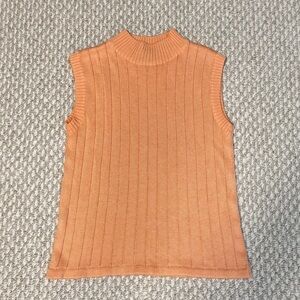 Ribbed Fitted Orange Sleeveless Tank Top